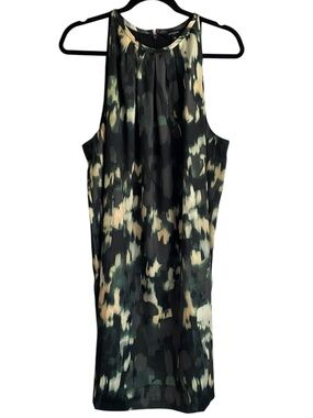 Banana Republic Sleeveless Abstract Midi Dress in Green and Cream